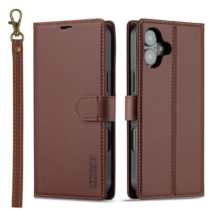 For iPhone 16 Plus LC.IMEEKE L2 Series Detachable Magsafe PU Phone Case with Lanyard(Brown) - iPhone 16 Plus Cases by LC.IMEEKE | Online Shopping South Africa | PMC Jewellery | Buy Now Pay Later Mobicred