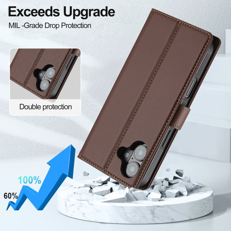 For iPhone 16 Plus LC.IMEEKE L2 Series Detachable Magsafe PU Phone Case with Lanyard(Brown) - iPhone 16 Plus Cases by LC.IMEEKE | Online Shopping South Africa | PMC Jewellery | Buy Now Pay Later Mobicred