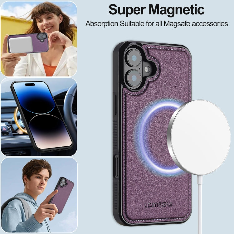 For iPhone 16 Plus LC.IMEEKE L2 Series Detachable Magsafe PU Phone Case with Lanyard(Purple) - iPhone 16 Plus Cases by LC.IMEEKE | Online Shopping South Africa | PMC Jewellery | Buy Now Pay Later Mobicred