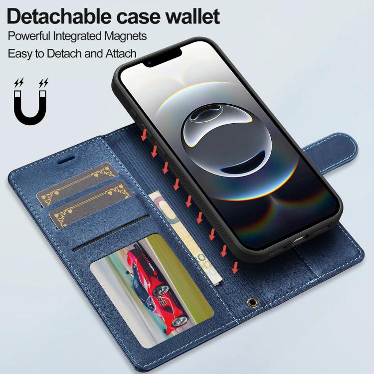 For iPhone 16e LC.IMEEKE L2 Series Detachable Magsafe PU Phone Case with Lanyard(Blue) - free shipping - PMc TechLife - Order now!