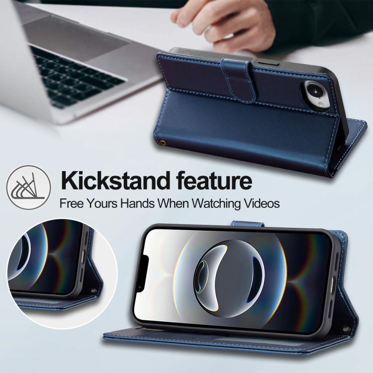 For iPhone 16e LC.IMEEKE L2 Series Detachable Magsafe PU Phone Case with Lanyard(Blue) - free shipping - PMc TechLife - Order now!