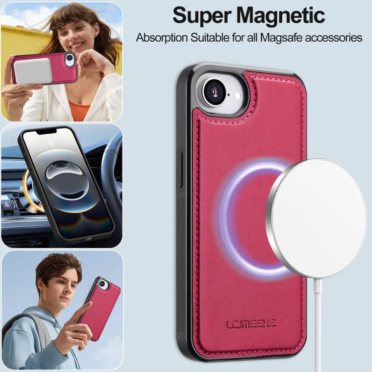 For iPhone 16e LC.IMEEKE L2 Series Detachable Magsafe PU Phone Case with Lanyard(Red) - free shipping - PMc TechLife - Order now!