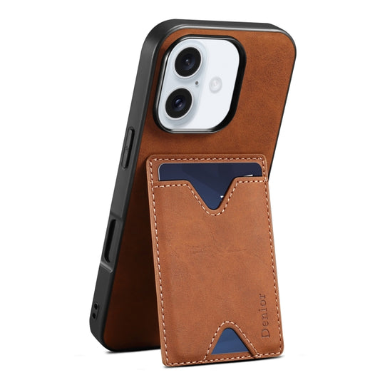 For iPhone 16 Denior D06 PU Back Cover Card Slot Holder Phone Case(Brown) - iPhone 16 Cases by Denior | Online Shopping South Africa | PMC Jewellery | Buy Now Pay Later Mobicred