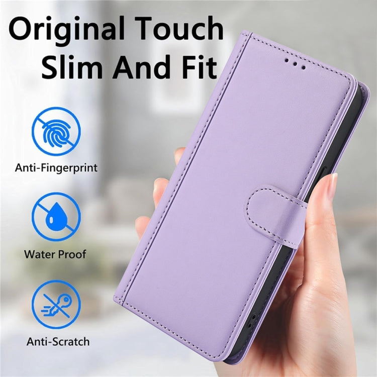 For Samsung Galaxy S25+ 5G Skin Feel Pure Color Card Slots Leather Phone Case with Dual Lanyard(Purple) - Galaxy S25+ 5G Cases by PMC Jewellery | Online Shopping South Africa | PMC Jewellery | Buy Now Pay Later Mobicred