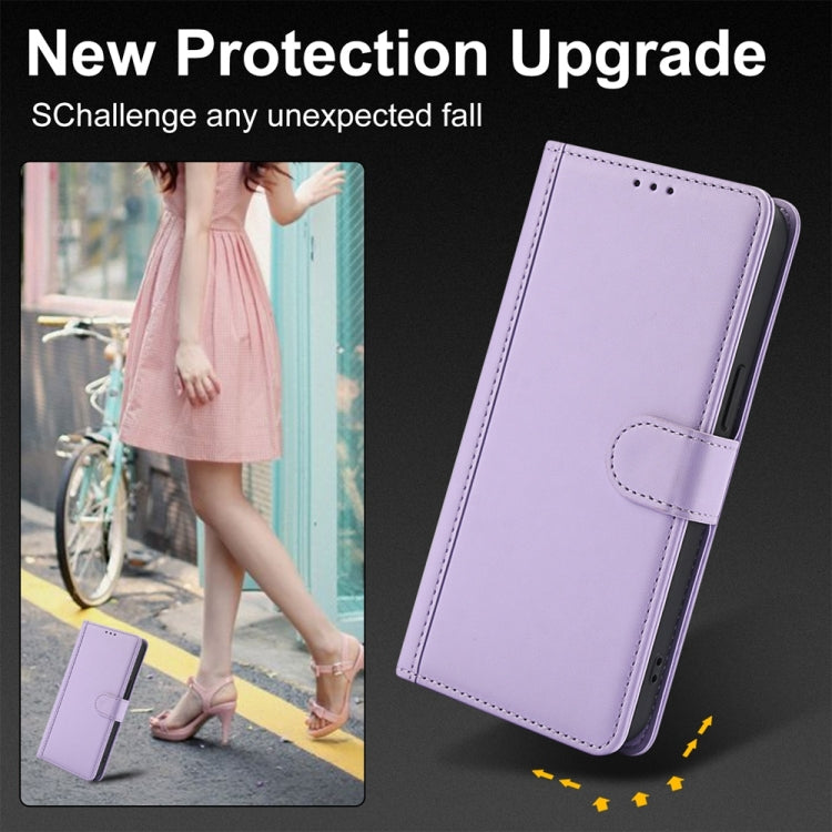 For Samsung Galaxy S25+ 5G Skin Feel Pure Color Card Slots Leather Phone Case with Dual Lanyard(Purple) - Galaxy S25+ 5G Cases by PMC Jewellery | Online Shopping South Africa | PMC Jewellery | Buy Now Pay Later Mobicred