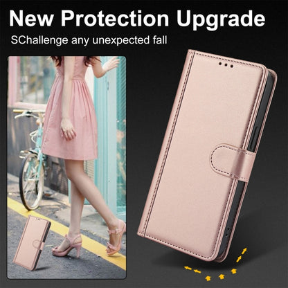 For Samsung Galaxy S25 5G Skin Feel Pure Color Card Slots Leather Phone Case with Dual Lanyard(Rose Gold) - Galaxy S25 5G Cases by PMC Jewellery | Online Shopping South Africa | PMC Jewellery | Buy Now Pay Later Mobicred