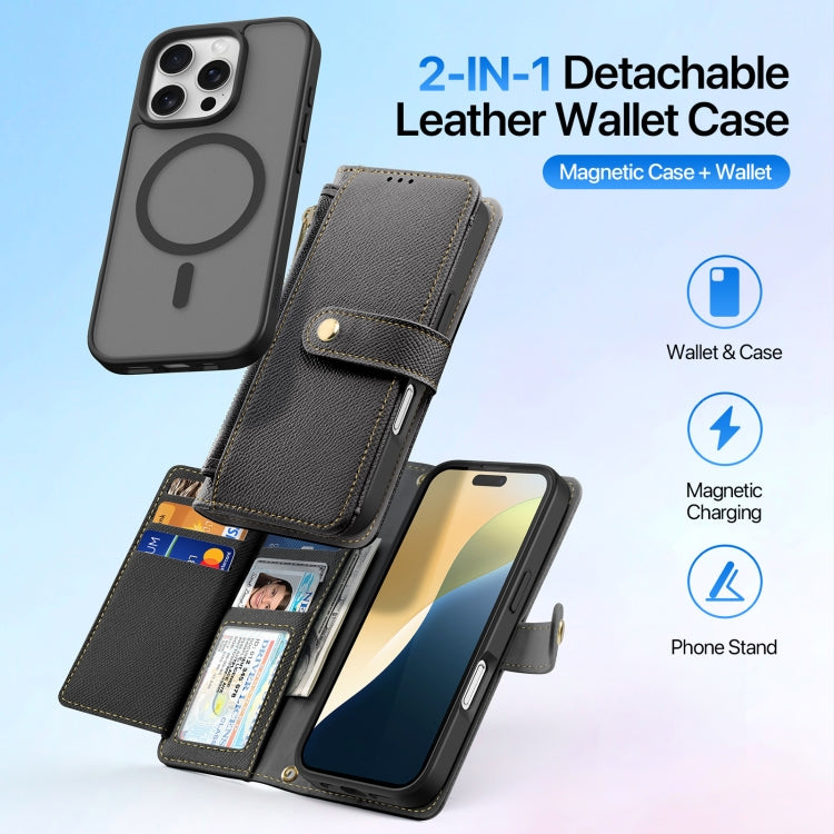 For iPhone 16 Pro Max DUX DUCIS Lawa Series 2 in 1 Wallet Zipper Detachable MagSafe Phone Case with Lanyard(Black) - iPhone 16 Pro Max Cases by DUX DUCIS | Online Shopping South Africa | PMC Jewellery | Buy Now Pay Later Mobicred