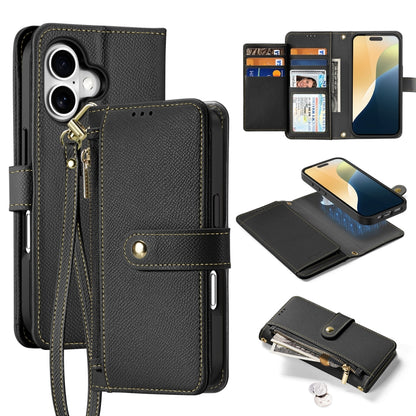 For iPhone 16 Plus DUX DUCIS Lawa Series 2 in 1 Wallet Zipper Detachable MagSafe Phone Case with Lanyard(Black) - iPhone 16 Plus Cases by DUX DUCIS | Online Shopping South Africa | PMC Jewellery | Buy Now Pay Later Mobicred