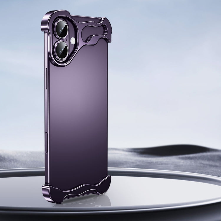 For iPhone 16 Plus Frameless Metal Corner Pad Phone Case with Lens Film(Purple) - iPhone 16 Plus Cases by PMC Jewellery | Online Shopping South Africa | PMC Jewellery | Buy Now Pay Later Mobicred