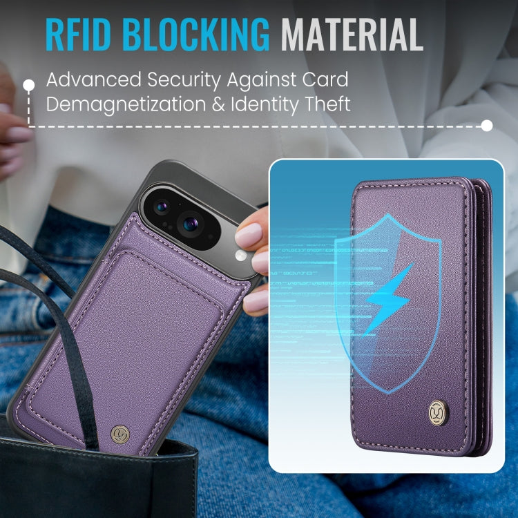 For Google Pixel 9 / 9 Pro JEEHOOD J05 Business Magnetic Style RFID Leather Phone Case(Purple) - Google Cases by JEEHOOD | Online Shopping South Africa | PMC Jewellery | Buy Now Pay Later Mobicred