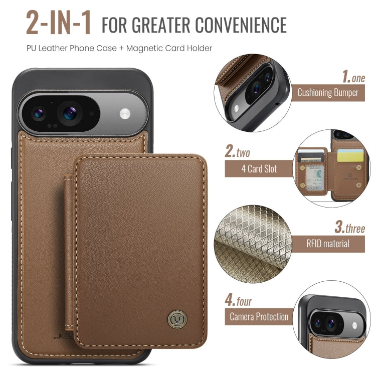 For Google Pixel 9 / 9 Pro JEEHOOD J05 Business Magnetic Style RFID Leather Phone Case(Brown) - Google Cases by JEEHOOD | Online Shopping South Africa | PMC Jewellery | Buy Now Pay Later Mobicred