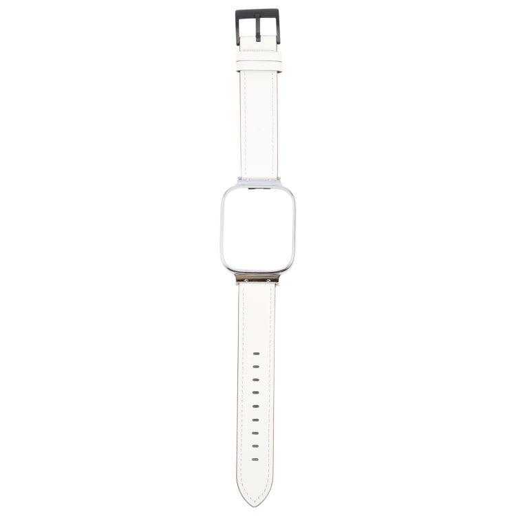 For Redmi Watch 3 Lite Metal Frame Integrated Leather Watch Band(White) - free shipping - PMc TechLife - Order now!