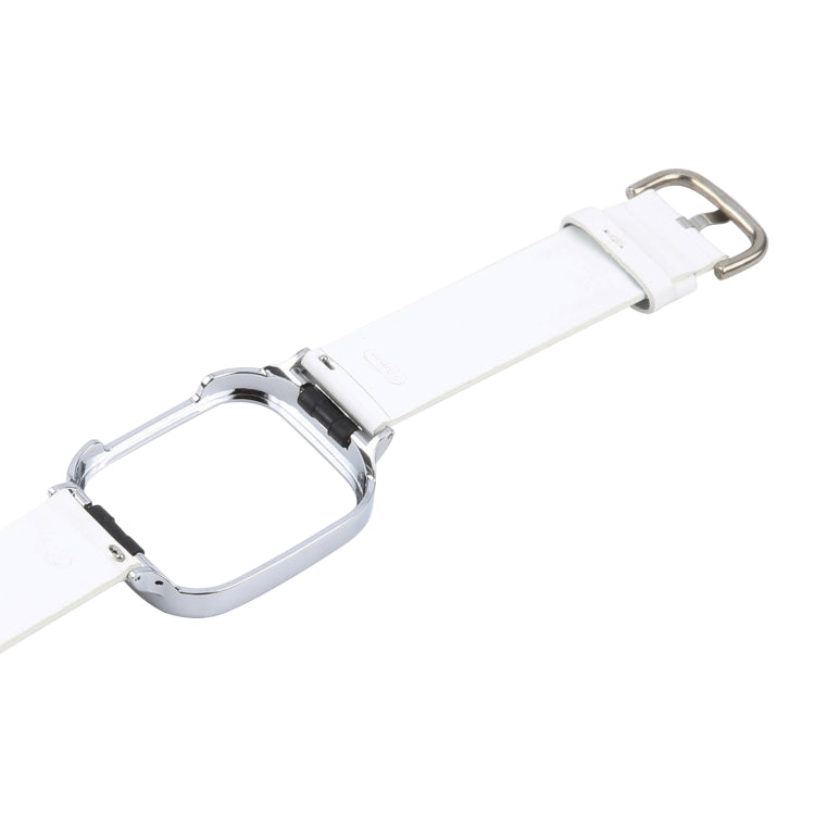 For Redmi Watch 3 Lite Metal Frame Integrated Genuine Leather Watch Band(White) - free shipping - PMc TechLife - Order now!