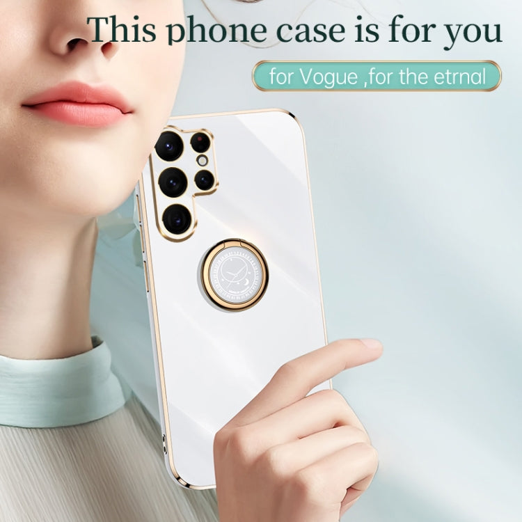 For Samsung Galaxy S25 Ultra 5G XINLI Straight 6D Plating Gold Edge TPU Shockproof Case with Ring Holder(Mint Green) - Galaxy S25 Ultra 5G Cases by XINLI | Online Shopping South Africa | PMC Jewellery | Buy Now Pay Later Mobicred