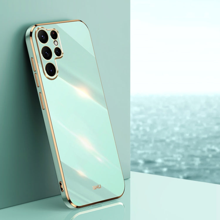 For Samsung Galaxy S25 Ultra 5G XINLI Straight 6D Plating Gold Edge TPU Phone Case(Mint Green) - Galaxy S25 Ultra 5G Cases by XINLI | Online Shopping South Africa | PMC Jewellery | Buy Now Pay Later Mobicred