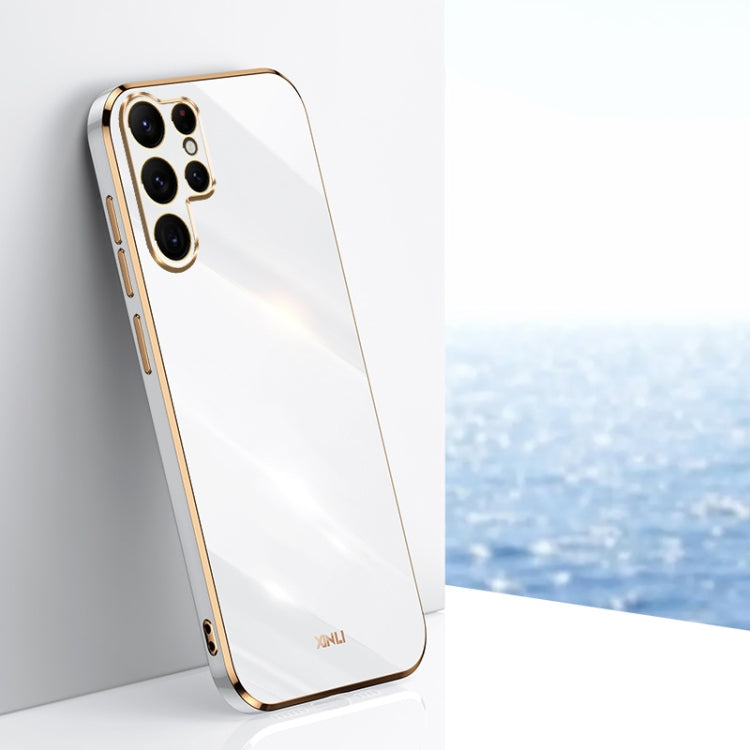 For Samsung Galaxy S25 Ultra 5G XINLI Straight 6D Plating Gold Edge TPU Phone Case(White) - Galaxy S25 Ultra 5G Cases by XINLI | Online Shopping South Africa | PMC Jewellery | Buy Now Pay Later Mobicred