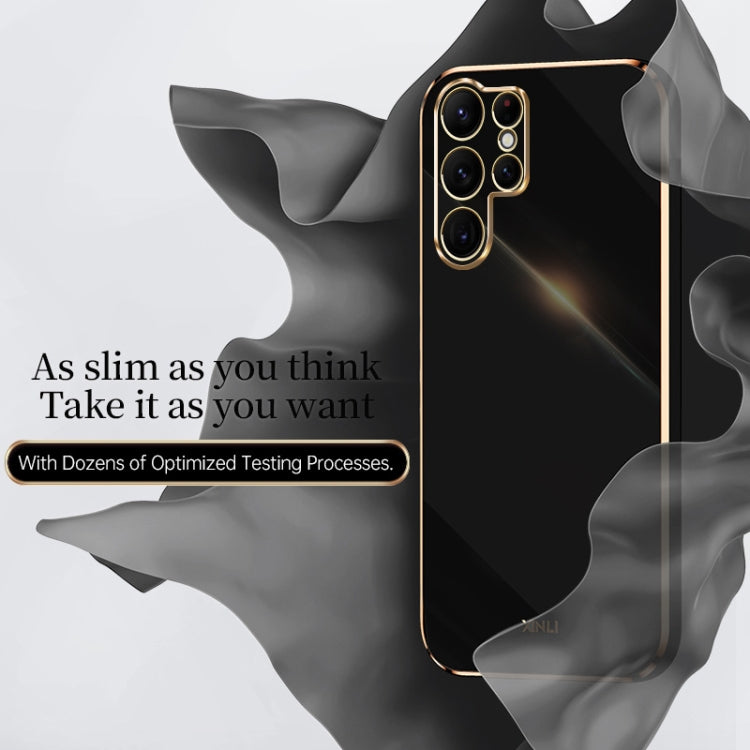 For Samsung Galaxy S25 Ultra 5G XINLI Straight 6D Plating Gold Edge TPU Phone Case(Black) - Galaxy S25 Ultra 5G Cases by XINLI | Online Shopping South Africa | PMC Jewellery | Buy Now Pay Later Mobicred