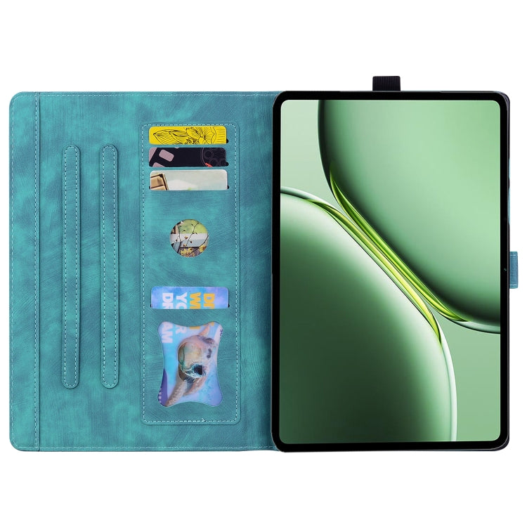 For OnePlus Pad / Pad Pro 12.1 Cartoon Sakura Cat Embossed Leather Tablet Case(Green) - Others by PMC TechLife | Online Shopping South Africa | PMC TechLife | Buy Now Pay Later Mobicred