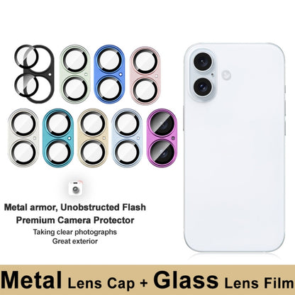 For iPhone 16 / 16 Plus IMAK Metal Armor Premium Camera Protector Film(Rose Red) - iPhone 16 Tempered Glass by imak | Online Shopping South Africa | PMC Jewellery | Buy Now Pay Later Mobicred