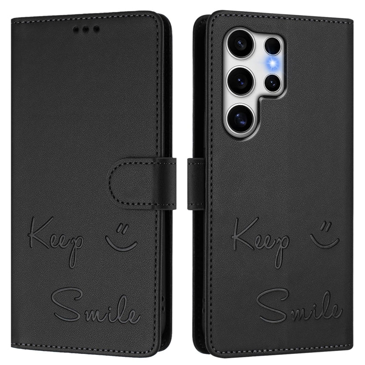 For Samsung Galaxy S25 Ultra 5G Smile Embossing RFID Leather Phone Case(Black) - Galaxy S25 Ultra 5G Cases by PMC Jewellery | Online Shopping South Africa | PMC Jewellery | Buy Now Pay Later Mobicred