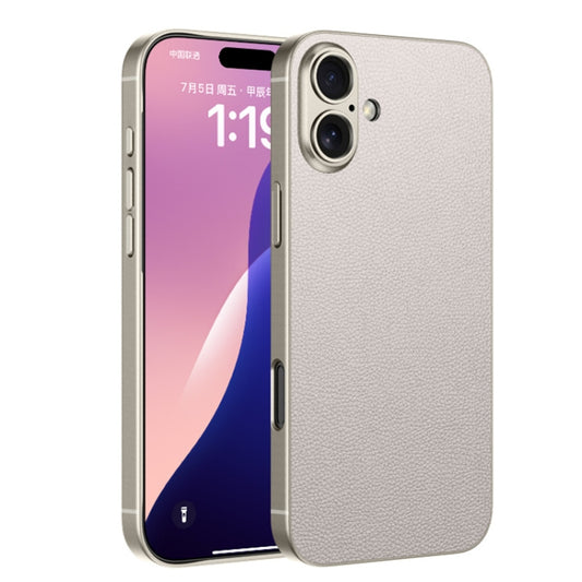 For iPhone 16 GKK Metal Paint Skin Feel Leather Full Coverage Phone Case(Titanium Grey) - iPhone 16 Cases by GKK | Online Shopping South Africa | PMC Jewellery | Buy Now Pay Later Mobicred