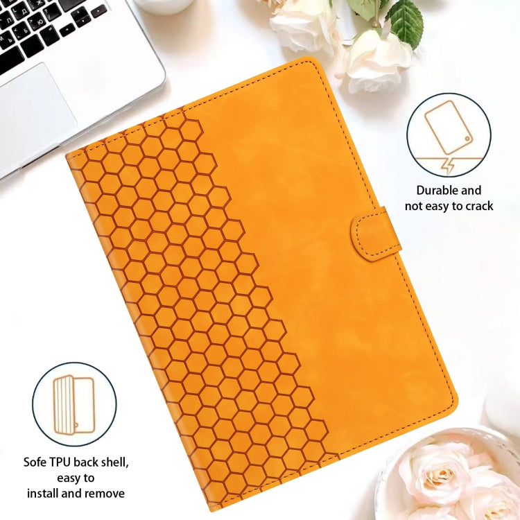 For Lenovo Tab M11 / Xiaoxin Pad 2024 Honeycomb Embossed Leather Smart Tablet Case(Yellow) - Lenovo by PMC Jewellery | Online Shopping South Africa | PMC Jewellery | Buy Now Pay Later Mobicred