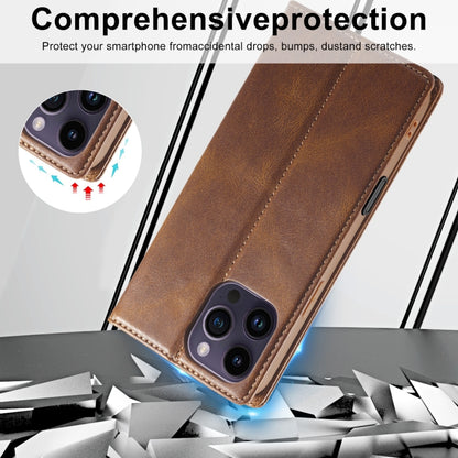 For iPhone 16 Pro LC.IMEEKE RFID Anti-theft Leather Phone Case(Brown) - iPhone 16 Pro Cases by LC.IMEEKE | Online Shopping South Africa | PMC Jewellery | Buy Now Pay Later Mobicred