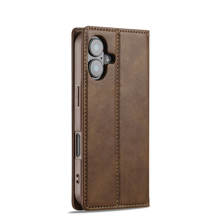 For iPhone 16 LC.IMEEKE RFID Anti-theft Leather Phone Case(Brown) - iPhone 16 Cases by LC.IMEEKE | Online Shopping South Africa | PMC Jewellery | Buy Now Pay Later Mobicred