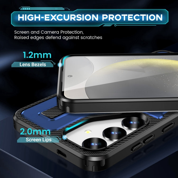 For Samsung Galaxy S25+ 5G Ring Holder Carbon Fiber PC Hybrid TPU Phone Case(Blue) - Galaxy S25+ 5G Cases by PMC Jewellery | Online Shopping South Africa | PMC Jewellery | Buy Now Pay Later Mobicred