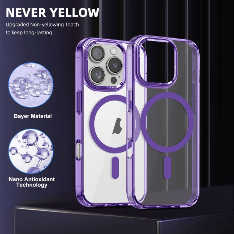 For iPhone 16 Pro Ice Color Magnetic Series Magsafe Magnetic PC Hybrid TPU Phone Case(Purple) - iPhone 16 Pro Cases by PMC Jewellery | Online Shopping South Africa | PMC Jewellery | Buy Now Pay Later Mobicred