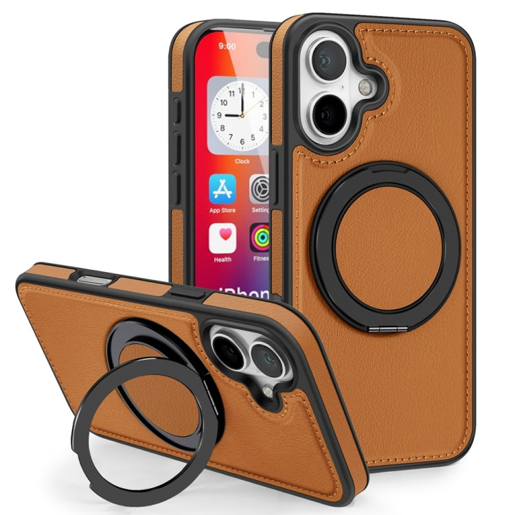 For iPhone 16 Yashi 360 Degree Rotating MagSafe Holder Phone Case(Brown) - iPhone 16 Cases by PMC Jewellery | Online Shopping South Africa | PMC Jewellery | Buy Now Pay Later Mobicred