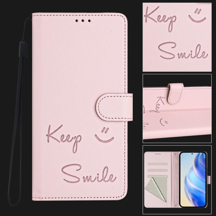 For Huawei Pura 70 Pro Smile Embossing RFID Leather Phone Case(Pink) - Huawei Cases by PMC Jewellery | Online Shopping South Africa | PMC Jewellery | Buy Now Pay Later Mobicred