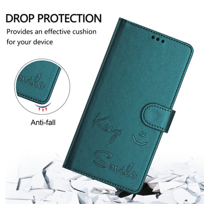 For Huawei Pura 70 Pro Smile Embossing RFID Leather Phone Case(Peacock Green) - Huawei Cases by PMC Jewellery | Online Shopping South Africa | PMC Jewellery | Buy Now Pay Later Mobicred