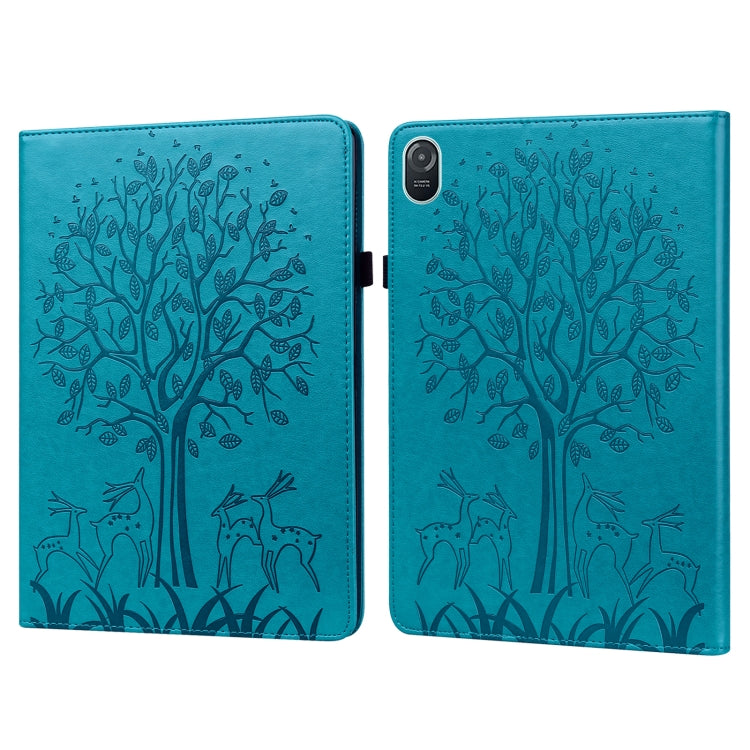 For Honor Pad 8 Tree & Deer Embossed Leather Tablet Case(Blue) - Honor by PMC TechLife | Online Shopping South Africa | PMC TechLife | Buy Now Pay Later Mobicred