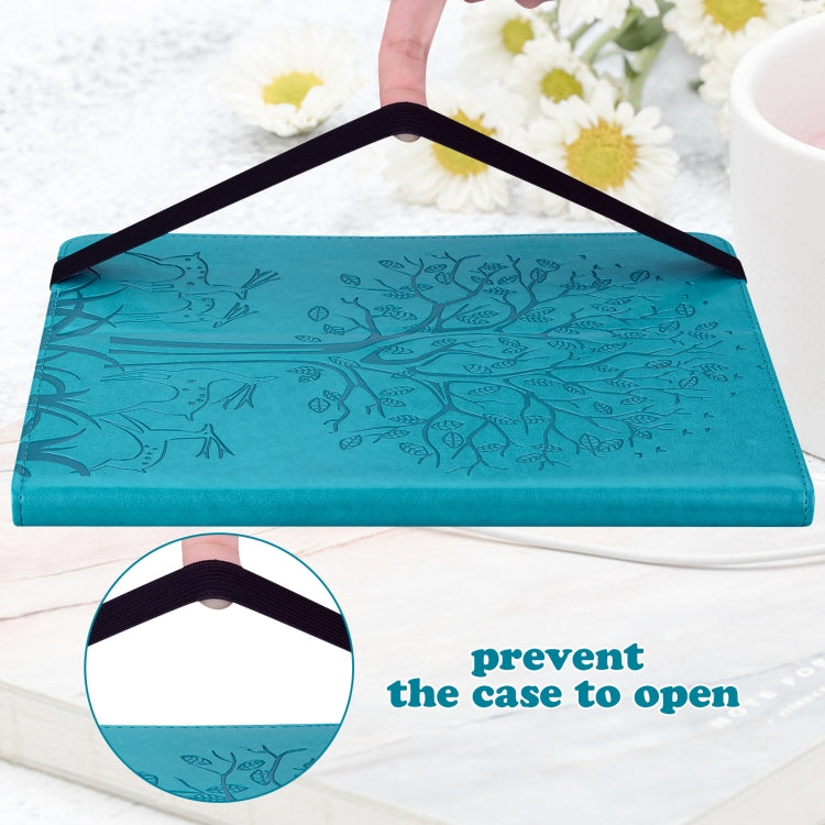 For Honor Pad 8 Tree & Deer Embossed Leather Tablet Case(Blue) - Honor by PMC TechLife | Online Shopping South Africa | PMC TechLife | Buy Now Pay Later Mobicred