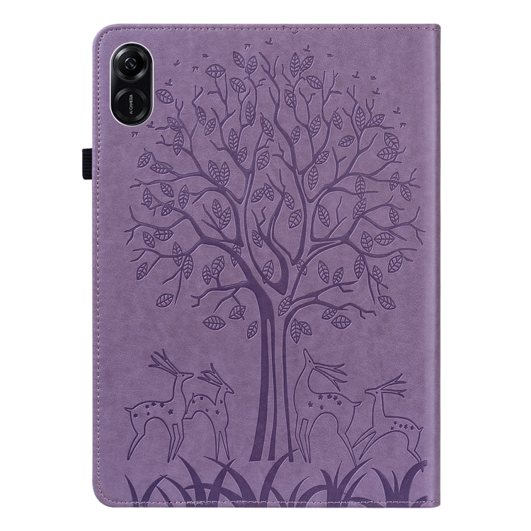 For Honor Pad X9 Tree & Deer Embossed Leather Tablet Case(Purple) - Honor by PMC TechLife | Online Shopping South Africa | PMC TechLife | Buy Now Pay Later Mobicred