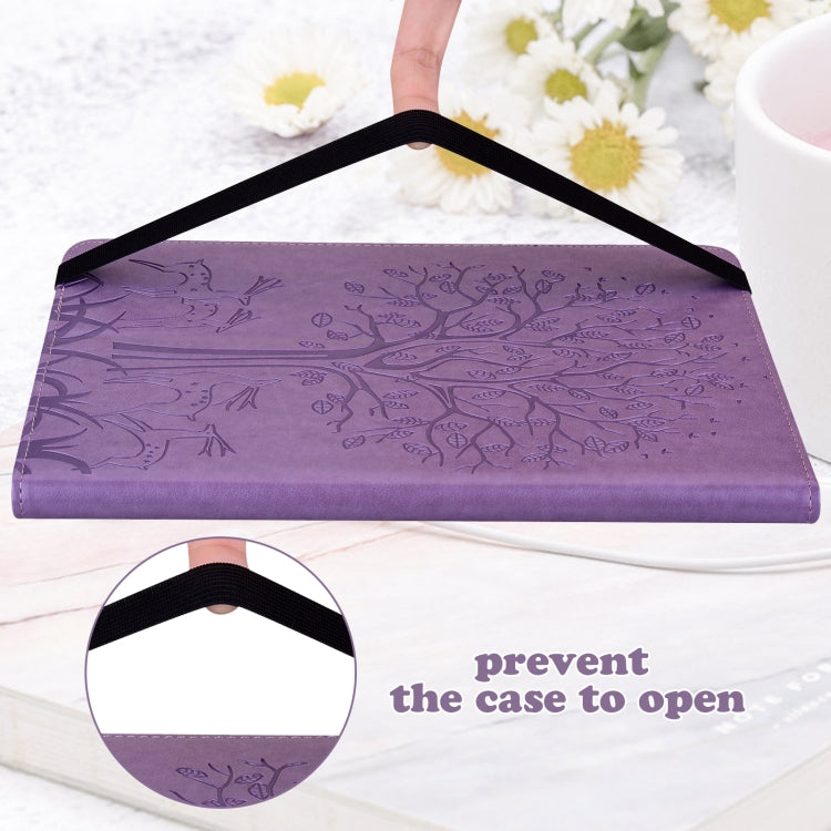 For Honor Pad X9 Tree & Deer Embossed Leather Tablet Case(Purple) - Honor by PMC TechLife | Online Shopping South Africa | PMC TechLife | Buy Now Pay Later Mobicred
