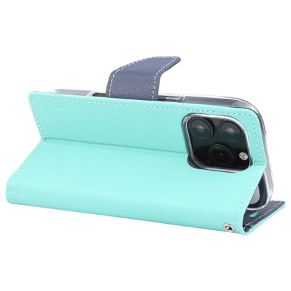 For iPhone 16 Pro Max GOOSPERY FANCY DIARY Cross Texture Leather Phone Case(Mint Green) - iPhone 16 Pro Max Cases by GOOSPERY | Online Shopping South Africa | PMC Jewellery | Buy Now Pay Later Mobicred