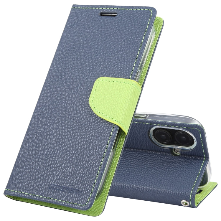 For iPhone 16 GOOSPERY FANCY DIARY Cross Texture Leather Phone Case(Navy Blue) - iPhone 16 Cases by GOOSPERY | Online Shopping South Africa | PMC Jewellery | Buy Now Pay Later Mobicred