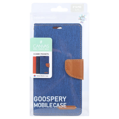 For iPhone 16 Pro Max GOOSPERY CANVAS DIARY Fabric Texture Flip Leather Phone Case(Blue) - iPhone 16 Pro Max Cases by GOOSPERY | Online Shopping South Africa | PMC Jewellery | Buy Now Pay Later Mobicred