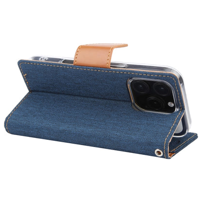 For iPhone 16 Pro GOOSPERY CANVAS DIARY Fabric Texture Flip Leather Phone Case(Navy Blue) - iPhone 16 Pro Cases by GOOSPERY | Online Shopping South Africa | PMC Jewellery | Buy Now Pay Later Mobicred