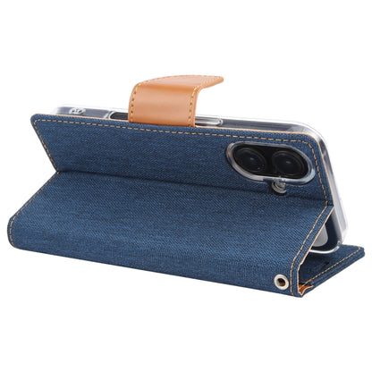 For iPhone 16 Plus GOOSPERY CANVAS DIARY Fabric Texture Flip Leather Phone Case(Navy Blue) - iPhone 16 Plus Cases by GOOSPERY | Online Shopping South Africa | PMC Jewellery | Buy Now Pay Later Mobicred