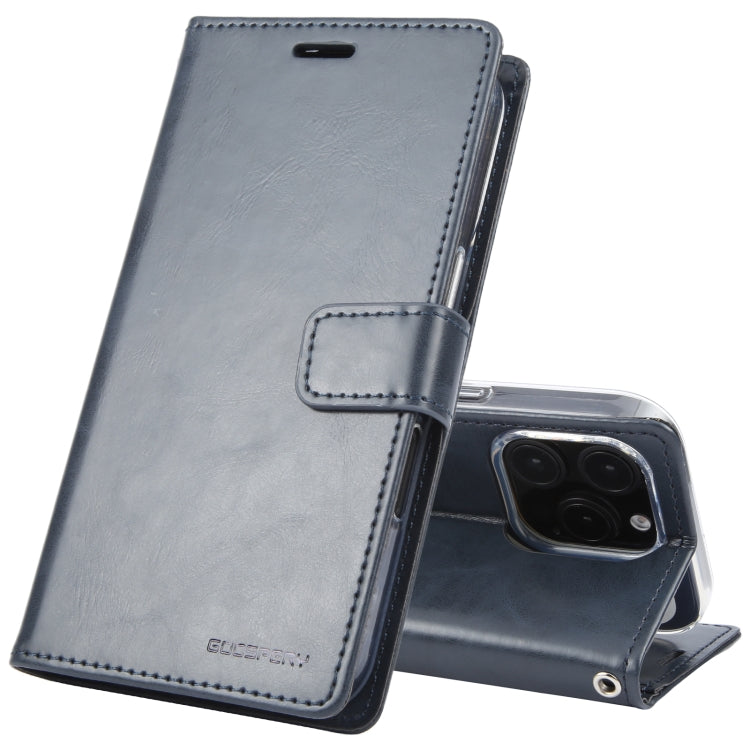 For iPhone 16 Pro Max GOOSPERY BLUE MOON Crazy Horse Texture Leather Phone Case(Dark Blue) - iPhone 16 Pro Max Cases by GOOSPERY | Online Shopping South Africa | PMC Jewellery | Buy Now Pay Later Mobicred