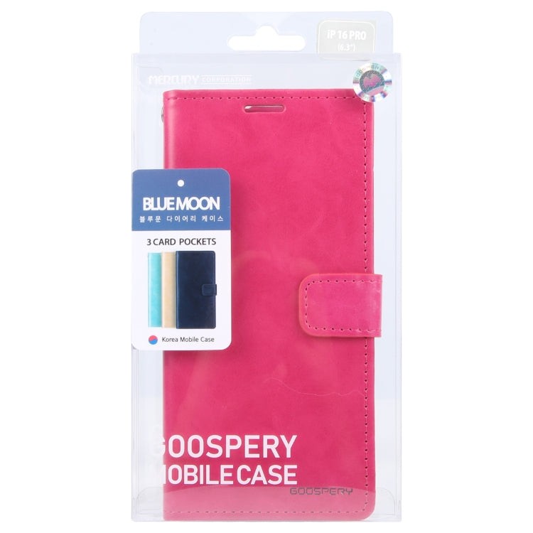 For iPhone 16 Pro Max GOOSPERY BLUE MOON Crazy Horse Texture Leather Phone Case(Rose Red) - iPhone 16 Pro Max Cases by GOOSPERY | Online Shopping South Africa | PMC Jewellery | Buy Now Pay Later Mobicred