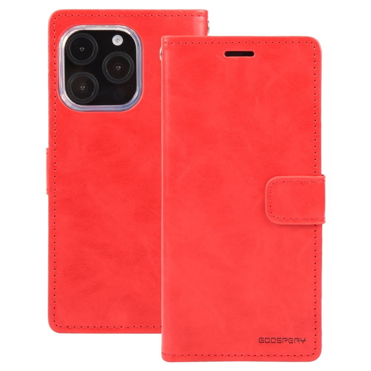 For iPhone 16 Pro Max GOOSPERY BLUE MOON Crazy Horse Texture Leather Phone Case(Red) - iPhone 16 Pro Max Cases by GOOSPERY | Online Shopping South Africa | PMC Jewellery | Buy Now Pay Later Mobicred