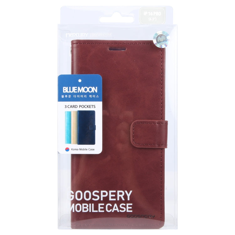 For iPhone 16 Pro GOOSPERY BLUE MOON Crazy Horse Texture Leather Phone Case(Wine Red) - iPhone 16 Pro Cases by GOOSPERY | Online Shopping South Africa | PMC Jewellery | Buy Now Pay Later Mobicred