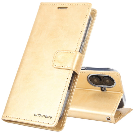 For iPhone 16 Plus GOOSPERY BLUE MOON Crazy Horse Texture Leather Phone Case(Gold) - iPhone 16 Plus Cases by GOOSPERY | Online Shopping South Africa | PMC Jewellery | Buy Now Pay Later Mobicred