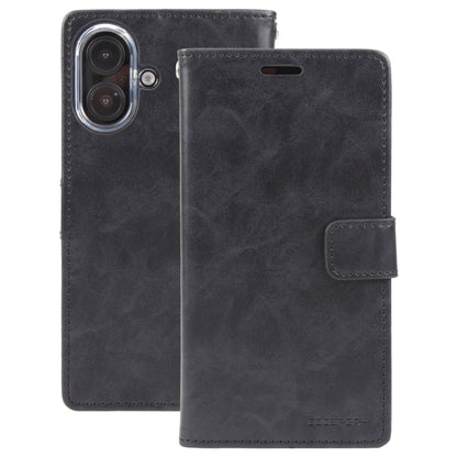 For iPhone 16 GOOSPERY BLUE MOON Crazy Horse Texture Leather Phone Case(Black) - iPhone 16 Cases by GOOSPERY | Online Shopping South Africa | PMC Jewellery | Buy Now Pay Later Mobicred