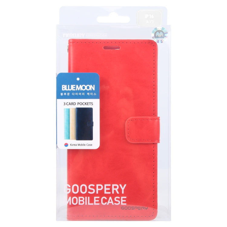 For iPhone 16 GOOSPERY BLUE MOON Crazy Horse Texture Leather Phone Case(Red) - iPhone 16 Cases by GOOSPERY | Online Shopping South Africa | PMC Jewellery | Buy Now Pay Later Mobicred