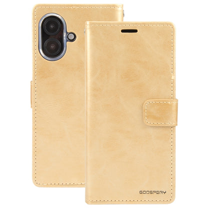 For iPhone 16 GOOSPERY BLUE MOON Crazy Horse Texture Leather Phone Case(Gold) - iPhone 16 Cases by GOOSPERY | Online Shopping South Africa | PMC Jewellery | Buy Now Pay Later Mobicred